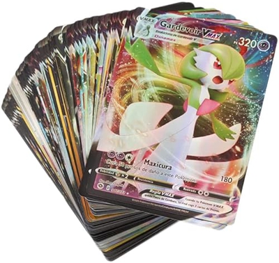 100 Cartas Pokemon V-VMAX en Español de Alta Potencia, Colección de 100 Cartas Brillantes, Cartas Fantásticas Extraoficiales