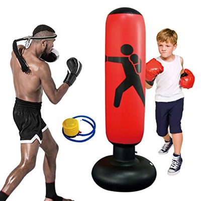 Saco de Boxeo Inflable para niños ,Sacos de Suelo para boxeo160 cm, Columna de Boxeo, Hinchable, para Practicar Karate, Taekwondo, descompresión, con 
