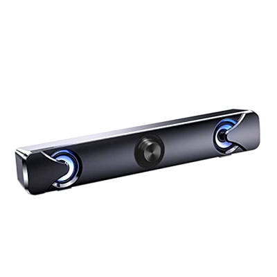 Leepesx V110 Barra de altavoces Altavoces para computadora con luz LED Cable de audio de 3,5 mm Barra de sonido para computadora con cable Mini altavo
