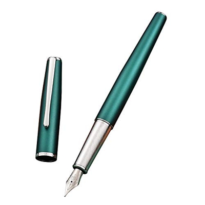 Hongdian 920 - Pluma estilográfica de metal verde, punta extrafina de iridio, incluye convertidor recargable y bolsa para bolígrafos