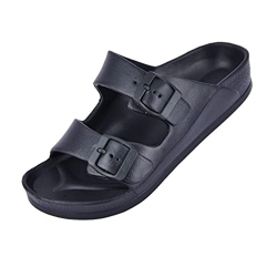 Shenji Mules de Confort para Hombre Sandalia de Punta Abierta y Hebilla H80152 Negro 45 en oferta