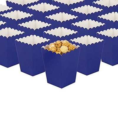 GAKA FAVOR Cajas de palomitas de maíz de color azul marino para fiestas, paquete de 24