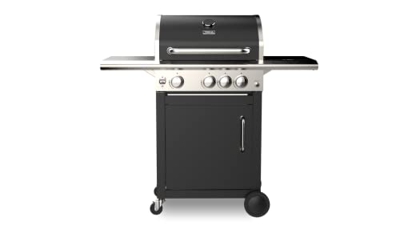 Teka, Barbacoa de gas de 121cm con encendido ultrarrápido, T-BBQ 3100 G BK-SS, Cristal negro, 116.5 X 121.8 X 58.9 cm