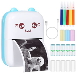 Mini Impresora de Bolsillo,Impresora térmica,imágenes,Notas,Impresora fotográfica con 15 Rollos de Papel de impresión para Smartphone,Compatible con A características