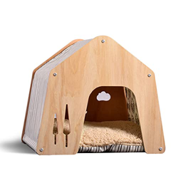 thematys Casa de Madera para Perros con Cubierta de Tela I Casa para Perros para el Interior y el Exterior I Resistente a la Intemperie y a los arañaz precio