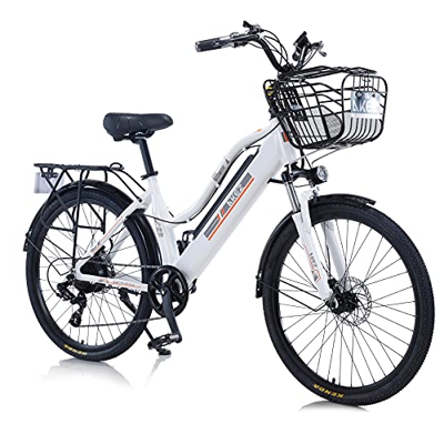 AKEZ 26‘’ Bicicleta EléCtrica para Adultos y Mujeres Bicicleta EléCtrica para Adultos, Bicicleta de MontañA EléCtrica para Mujer (Blanco)