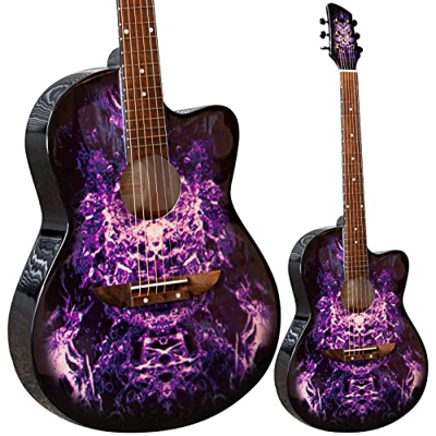 Lindo Guitars Apprentice Series 933C - Guitarra acústica (con recorte veneciano, incluye funda) color violeta