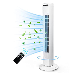Ventilador de Torre,Ventilador Oscilante Eléctrico Portátil, Ventilador de Piso sin Aspas con Control Remoto, Oscilante de 70 °, 3 Modos, 3 Velocidade precio