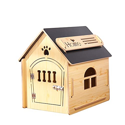 Casa De Perro De Madera, Casa De Perro, Casa De Gato, Casa De Perro De Madera M (diámetro Interior 44 * 35 cm) Grano de Madera Negro