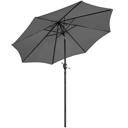 Yaheetech 270cm Sombrilla Terraza Exterior Parasol Jardin Sombrillas Patio Playa Inclinable con Manivela Anti UV Plegable Gris características