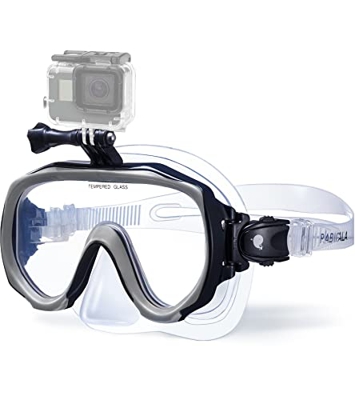 RABIGALA Máscara de buceo Scuba para adultos, buceo, natación con falda de silicona y para niños, hombres y mujeres, color plateado