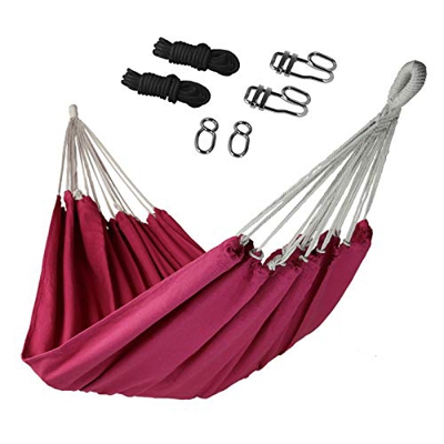 BB Sport Hamaca Tela Colgante 200 x 140 cm Juego Fijación Ligera Capacidad Carga 200 kg Bolsa Transporte, Color:Malva