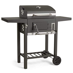 VonHaus Carbón Compacto BBQ - Barbacoa con rejilla para calentar, altura ajustable y medidor de temperatura - Portátil, función de abrebotellas, recog características