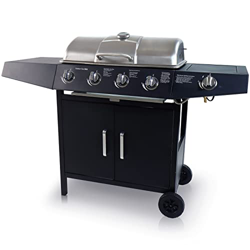 CCLIFE Barbacoa Gas 4+1/6+1 Quemadores BBQ Parrilla Barbacoa Gas con Bandeja de Goteo Aceite y Mesas laterales y Tapa y Ruedas, para Jardin, Terraza,  características