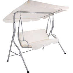 TecTake Balancín macedora de Jardin para terraza Tumbona Columpio Hollywood 3 plazas (Beige | no. 402579) características