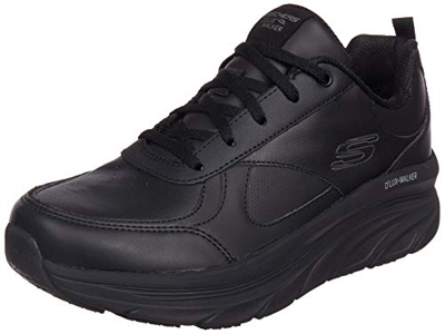 Skechers D'Lux Walker-Timeless Path, Zapatillas Mujer, Negro BBK Black Leather Trim, 39 EU