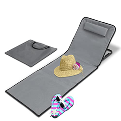 Ansobea Tumbona de playa plegable con altura ajustable en 5 niveles, esterilla de playa rellena ultraligera y plegable para ahorrar espacio, color gri características