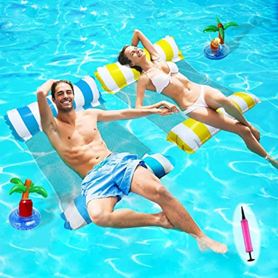 Utapossin Hamaca Agua Inflable, Hamaca Flotante, Tumbona Hinchable 4 en 1, Hamaca de Agua Inflable, Sillón de Agua para tumbonas, Juguetes Playa Fiest