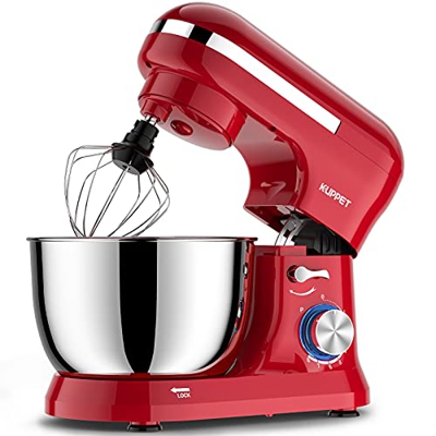 Batidora Amasadora Vospeed 1300W, Amasadora de Pan Para Repostería 4.5L, 8 Velocidades con Pulso, Bol de Acero Inoxidable, Varillas Batidoras, Varilla