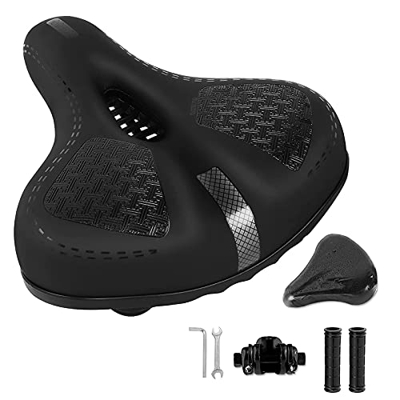 LQKYWNA Sillín de Bicicleta, Asiento de Bicicleta Almohadilla Prueba de Golpes Asiento de Bici de Espuma Viscoelástica Impermeable y Transpirable Sill