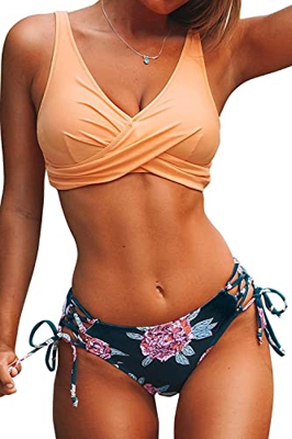 CheChury Mujer Conjunto de Bikini Trajes de Baño Bañador Atractivo de Dos Piezas con Impresión con Relleno Bikini para Mujer brasileo Ropa de Playa