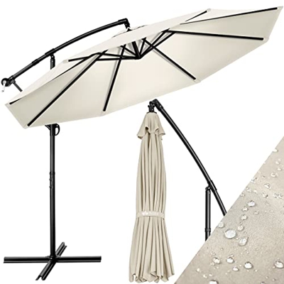 tillvex 300 cm Sombrilla Excentrico | Parasol para Terraza Jardín Balcón Patio | con Manivela y Base en Cruz, giratorio 360º, Protección UV
