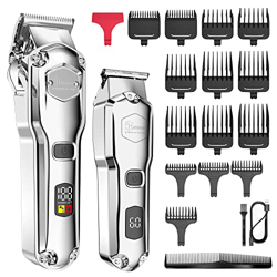 Hatteker Cortapelos y cortapelos Kit para hombre IPX7 resistente al agua, cuchilla en T, cortadora de pelo profesional, recargable por USB, color plat características