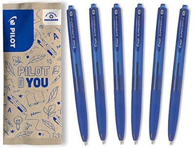 Pilot -6 uds Super Grip G Bolígrafo retráctil Azul-Punta Media