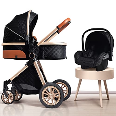 JIAX Cochecito de Buggy for bebés 3 en 1 Carrito de bebé Casco de Canasta, Cochecito Plegable Carrera de Lujo bebé Cochecito recién Nacido Cochecito c