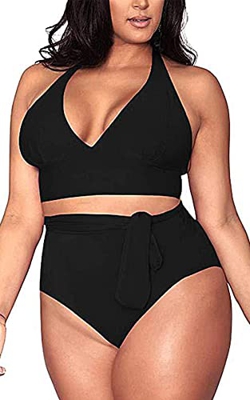 CheChury Bañadores Mujer Tallas Grandes 2022 Sexy Cuello en V Profundo Color Sólido Bikini Bañador Cabestro Correas de Tiras Conjuntos de Bikinis 2 Pi