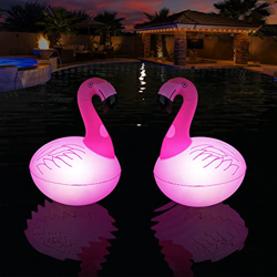 Rukars Luces Flotantes de Flamenco para Piscina, Lámpara Solar Impermeable IP68 para Jardín, Luces Solares Inflables para Exteriores para Jardín, Cami características