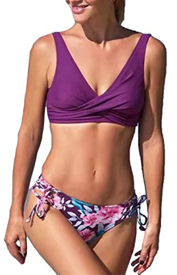 CheChury Mujer Conjunto de Bikini Trajes de Baño Bañador Atractivo de Dos Piezas con Impresión con Relleno Bikini para Mujer brasileo Ropa de Playa