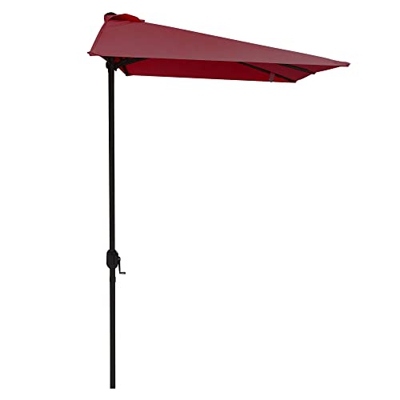 Outsunny Sombrilla Semicircular 230x130x245 cm Parasol para Pared de Jardín con Manivela y Mástil de Metal de Ø38 mm Terraza Balcón Rojo