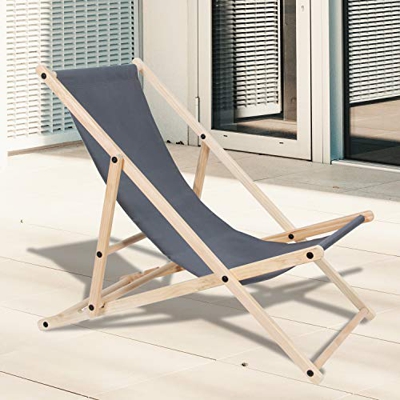 Cecaylie Tumbona de madera, tumbona de jardín plegable, tumbona plegable, silla de camping, extraíble, 120 kg máx., ajustable, tumbona de playa para c