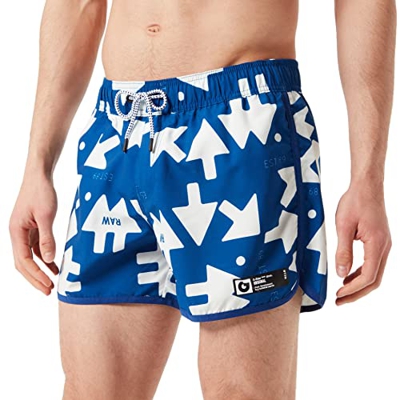 G-STAR RAW, hombres Bañador Carnic Arrow Allover, Multicolor (hudson blue raw arrow small C331-D038), XL