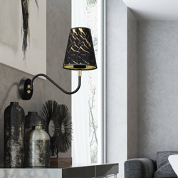 Aplique Harmias con pantalla textil negro/oro en oferta