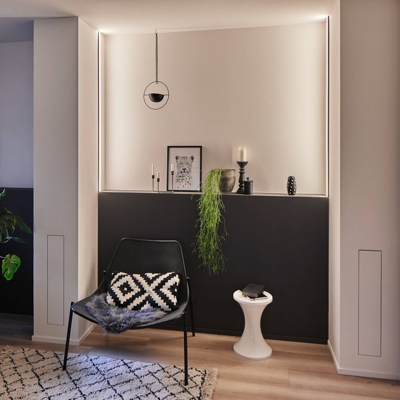 Paulmann Square Profil, negro, difusor blanco, 2m