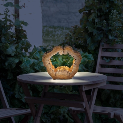 Tronco solar LED 36518, look madera, alto 25,5 cm