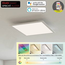 Plafón LED Gemini, RGBW, 59,5 x 59,5 cm en oferta