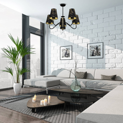 Plafón Harmias negro/oro 5 luces precio