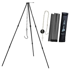 Trípode Plegable Portátil，Bastidor de Trípode Telescópico Trípode para Barbacoa Parrillas para Acampar con Cadena y Gancho，para el Hervidor de Goulash en oferta