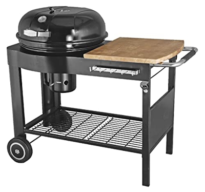 Tarrington House Barbacoa de carbón con ruedas, acero / madera, parrilla cromada, mesa lateral, sistema de ventilación, asas resistentes al calor, gan