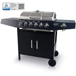 CCLIFE Barbacoa Gas 4+1/6+1 Quemadores BBQ Parrilla Barbacoa Gas con Bandeja de Goteo Aceite y Mesas laterales y Tapa y Ruedas, para Jardin, Terraza,  precio