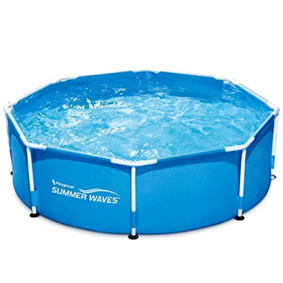 Summer Waves Piscina de Suelo Redonda de 2,44 x 0,76 m, práctica y fácil de Instalar, Materiales de Estructura y Liner Resistentes, Relleno con Mangue