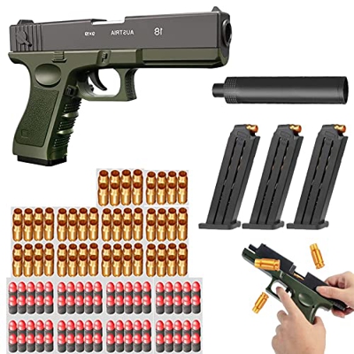 ZHEDALANG Shell Ejection Soft Bullet Toygun,Pistola de Juguete de Bala Suave con Cargador de Expulsión y Silenciador, Niños,Divertido Juego Al Aire Li