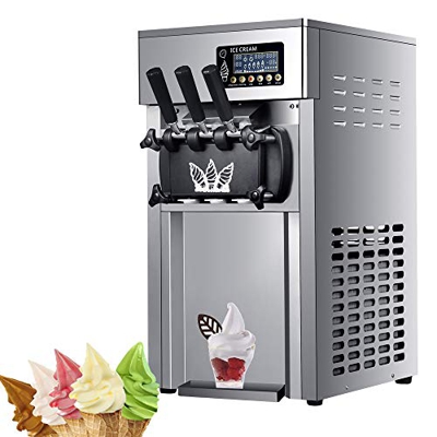 1200 W Máquina de Helado Suave Comercial, Máquina Hacer Helados, Heladera de Acero Inoxidable, Pantalla LED Soft Ice Cream Machine para Restaurantes S