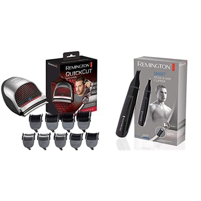 Remington Máquina de Cortar Pelo QuickCut - Cortapelos con Cable e Inalámbrico, Cuchillas de Acero Inoxidable + Recortadora de Vello, Nariz y Orejas S