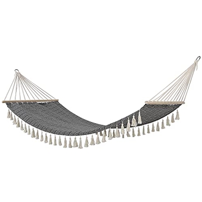 Hespéride Hamaca de Lona Colgante (Soporte) Modelo Syssia Blanco y Negro