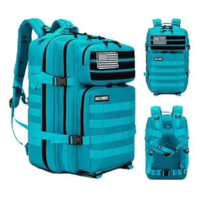 Elitex Mochila 25L Tactica Militar Bandera USA Impermeable para Deporte, Gimnasio, Aire Libre Oxford 900D (Turquesa)