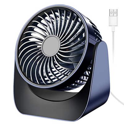 USB Ventilador Silencioso, Ventilador Pequeño de Mesa 3 Velocidades, 360° Mini Ventilador Potente, Ventiladores Portatil Sobremesa para Oficina Coche 